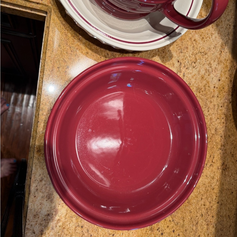 Longaberger Red Ceramic Serving Bowl